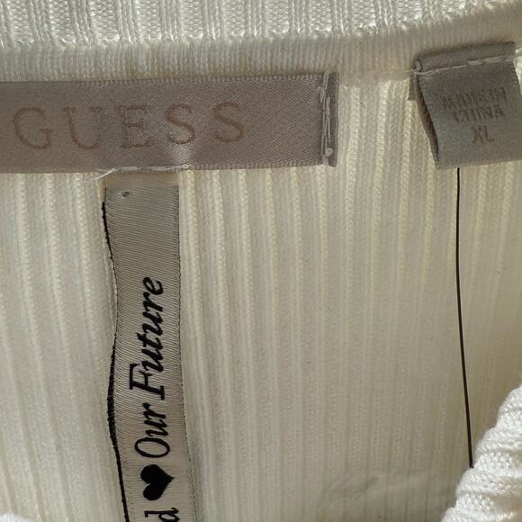 Guess Women's Eco Blaire Halter Neck Sleeveless Sweater Cream Ribbed Tank XL NEW - Picture 8 of 9